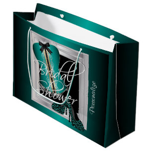 Sacola Para Presentes Grande Cerceta glamoroso do chá de panela da lingerie