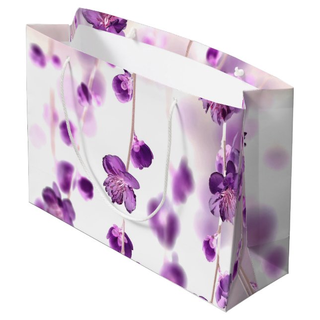 Sacola Para Presentes Grande Cereja floresce (Verso inclinado)