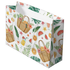SACOLA PARA PRESENTES GRANDE CESTA DE PRAIA DE VERÃO FRUTAS E FLORES