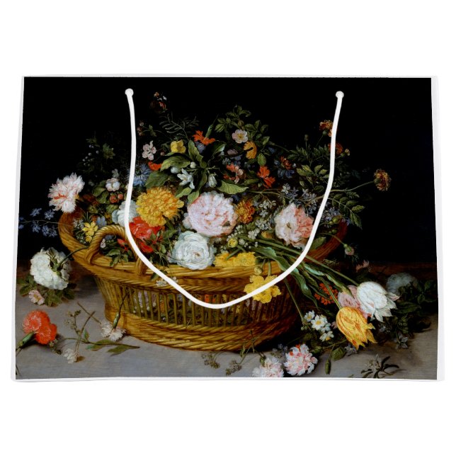 Sacola Para Presentes Grande Cesto das Flores, Jan Brueghel, o Mais Jovem (Frente)