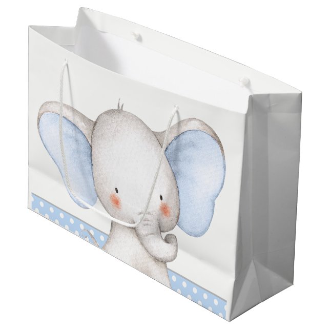 Sacola Para Presentes Grande Chá de Bebê Elefante Menino (Frente inclinada)
