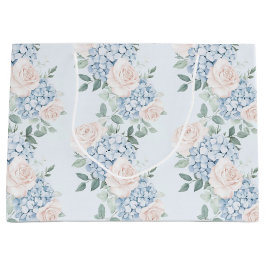 Sacola Para Presentes Grande Chá de Bebê Flores Rosa Azul Romântico