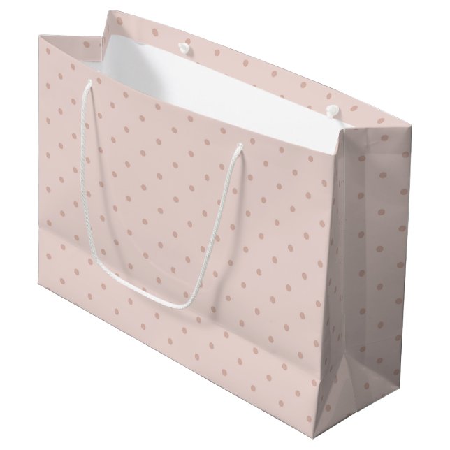 Sacola Para Presentes Grande Chá de Bebê Pontinhos Rosa (Frente inclinada)
