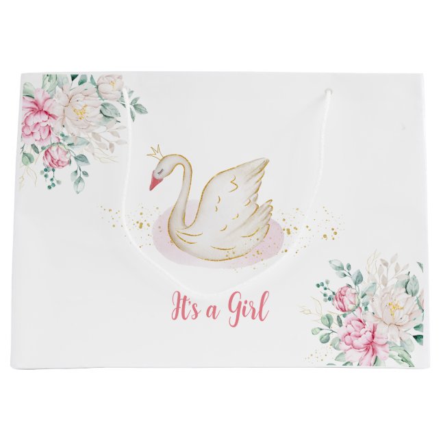 Sacola Para Presentes Grande Chá de Bebê Princesa Cisne (Frente)