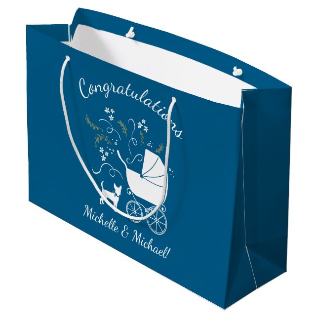 Sacola Para Presentes Grande Chá de fraldas Chihuahua Dog (Verso inclinado)