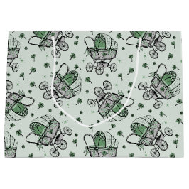 Sacola Para Presentes Grande Chá de fraldas de Dia de São Patrício de bebê irla