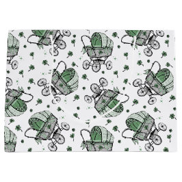 Sacola Para Presentes Grande Chá de fraldas de Dia de São Patrício de bebê irla