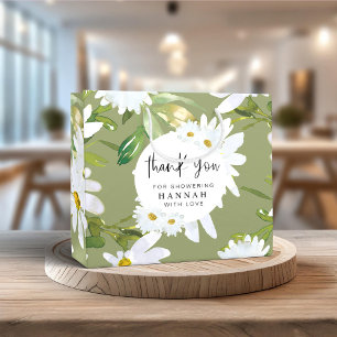 Sacola Para Presentes Grande Chá de fraldas De Margarida Branca Obrigado A Favo