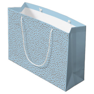 Sacola Para Presentes Grande Chá de fraldas de Pontos Marrons Azul e Boho Terra