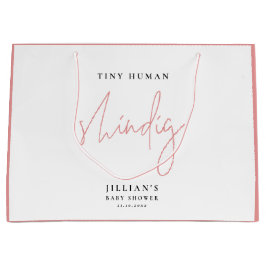 Sacola Para Presentes Grande Chá de fraldas de Shindig Humano Minúsculo Rosa Mi