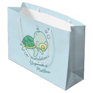 Sacola Para Presentes Grande Chá de fraldas de Tartaruga do Mar Cinto Kawaii