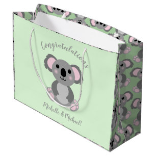 Sacola Para Presentes Grande Chá de fraldas de Urso Koala