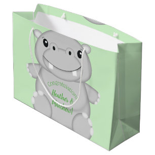 Sacola Para Presentes Grande Chá de fraldas Hippo
