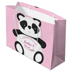 Sacola Para Presentes Grande Chá de fraldas Panda Bear Rosa