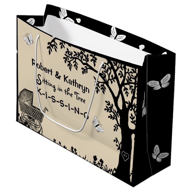 Sacola Para Presentes Grande Chá de fraldas Personalizado (Frente inclinada)