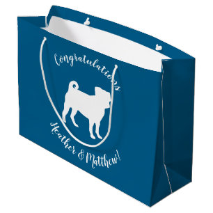 Sacola Para Presentes Grande Chá de fraldas Pug Silhouette