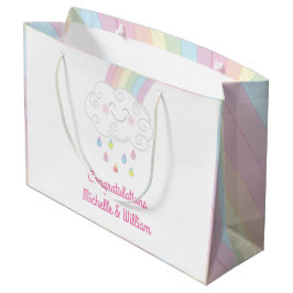 Sacola Para Presentes Grande Chá de fraldas Rainbow Raindrop Sprinkle
