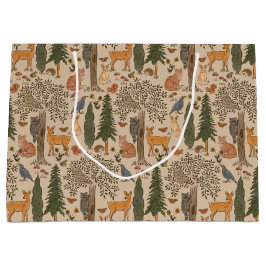 Sacola Para Presentes Grande Chá de fraldas Russo de Animais da Floresta