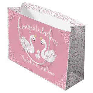 Sacola Para Presentes Grande Chá de fraldas Swan Vintage