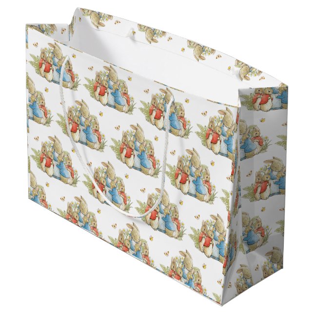 Sacola Para Presentes Grande Chá de Garotinha do Coelho (Verso inclinado)