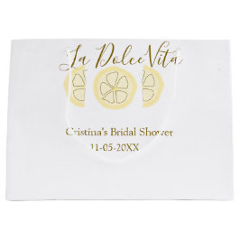 Sacola Para Presentes Grande Chá de noiva amarelo limão La Dolce Vita pastel bo