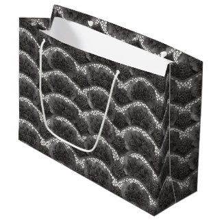 Sacola Para Presentes Grande Chá de Noiva Floral Preto e Branco