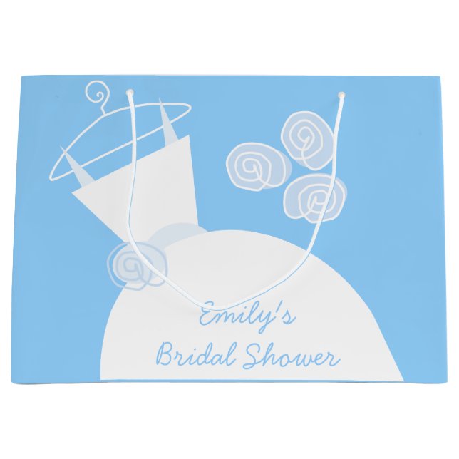 Sacola Para Presentes Grande Chá de panela Azul de Casamento grande (Frente)