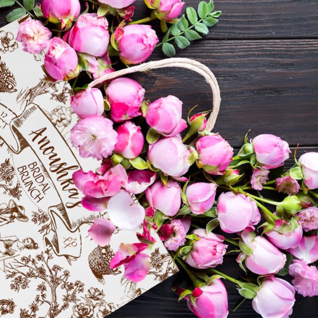 Sacola Para Presentes Grande Chá de panela Branca de Toile de Jouy (Criador carregado)