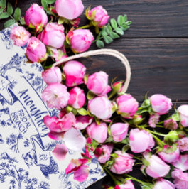 Sacola Para Presentes Grande Chá de panela de Toile de Jouy Azul e Branco