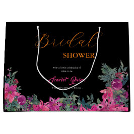 Sacola Para Presentes Grande Chá de panela floral cor-de-água empoeirada rosa e