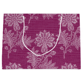 Sacola Para Presentes Grande Chá de panela Floral de Vinho Borgonha