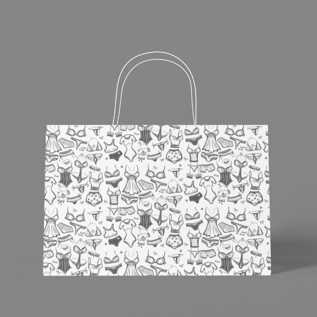 Sacola Para Presentes Grande Chá de panela lingerie (Chic and playful gift bag perfect for lingerie showers and bridal celebrations.)