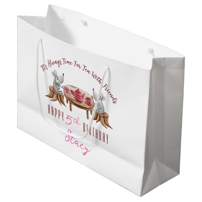 Sacola Para Presentes Grande Chá Para Dois Saco De Presente Personalizado - Gra (Frente inclinada)