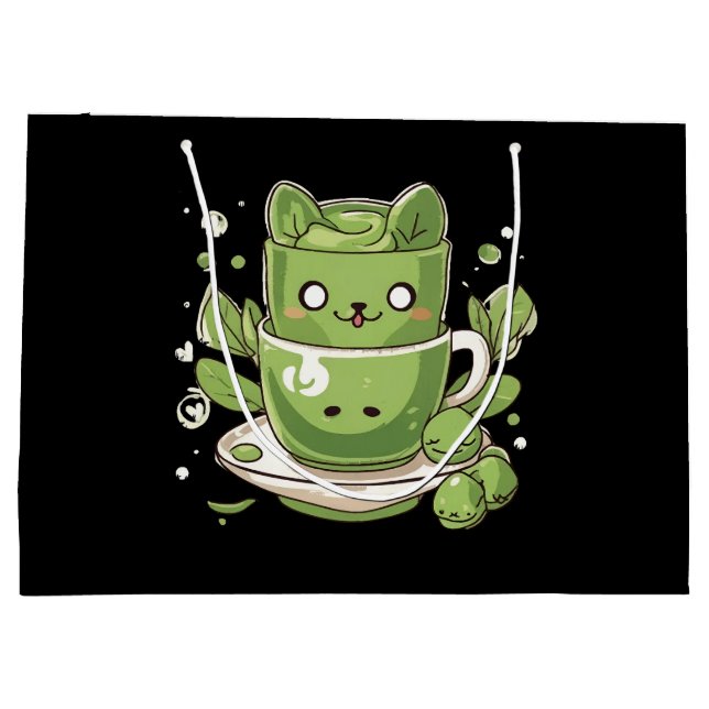 Sacola Para Presentes Grande chá verde matcha (Verso)