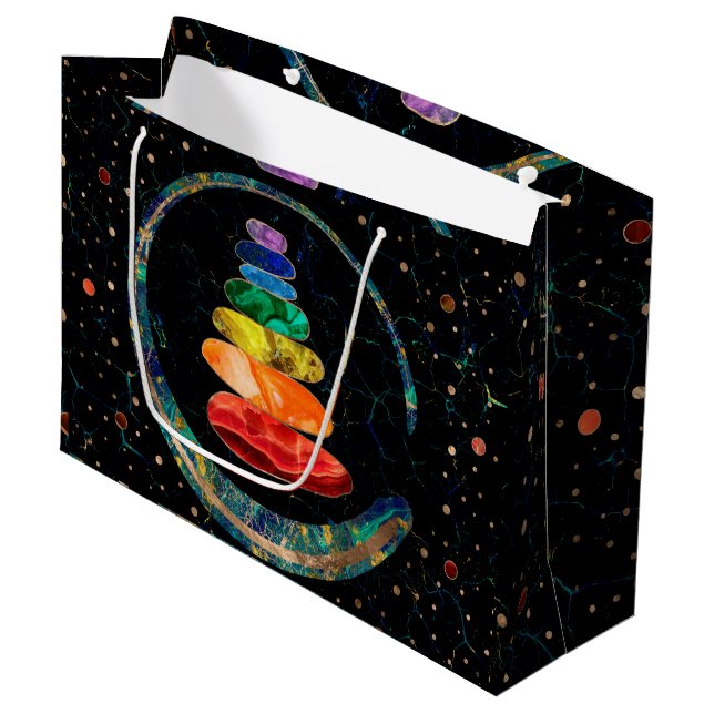 Sacola Para Presentes Grande Chakras Zen Stones e Enso circundam (Frente inclinada)