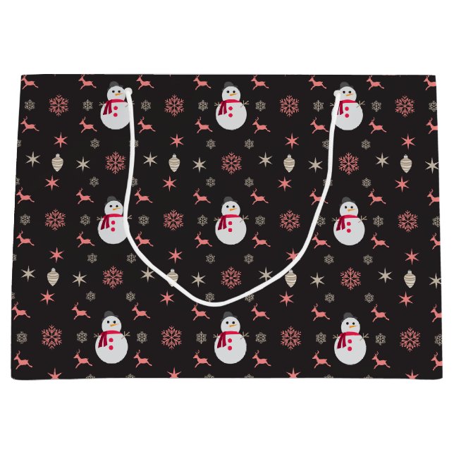 Sacola Para Presentes Grande Chalkboard Snowman Navidad (Frente)