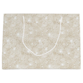 Sacola Para Presentes Grande Champagne Cream Sand Glitter Birthday
