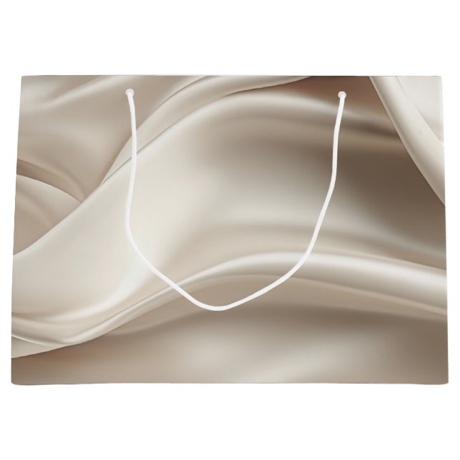 Sacola Para Presentes Grande Champanhe Dourado Romântico Satin (Frente)