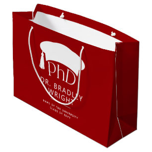 Sacola Para Presentes Grande Chapéu de Doutorado Personalizado PhD Formatura