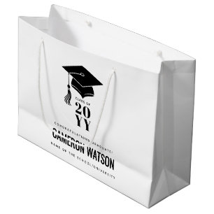 Sacola Para Presentes Grande Chapéu de Graduação Personalizado Moderno e Borla