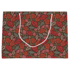 Sacola Para Presentes Grande Chave Velha Steampunk Vitoriana com Papoulas Verme