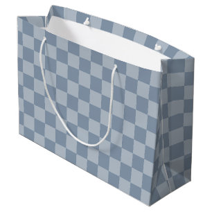 Sacola Para Presentes Grande Checkerboard azul empoeirado