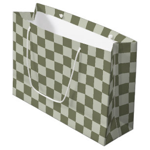 Sacola Para Presentes Grande Checkerboard verde de sábado