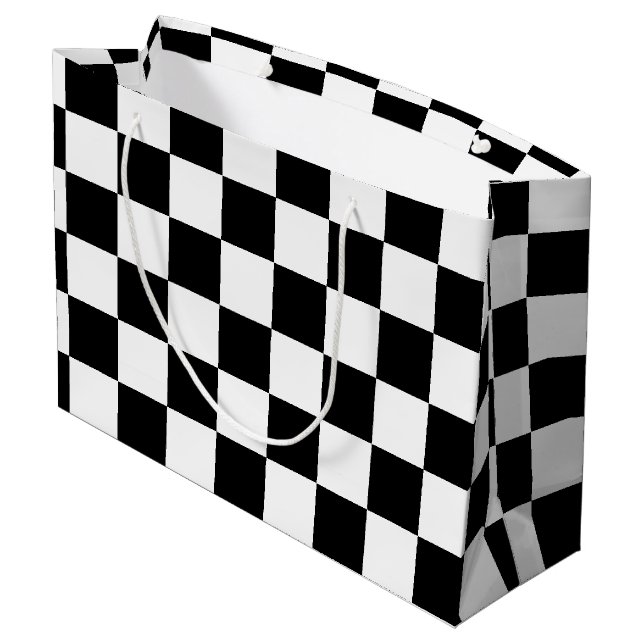 Sacola Para Presentes Grande Checkered preto (Verso inclinado)