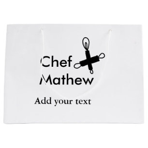 Sacola Para Presentes Grande Chef cozinheiro adiciona texto nome homens cozinha