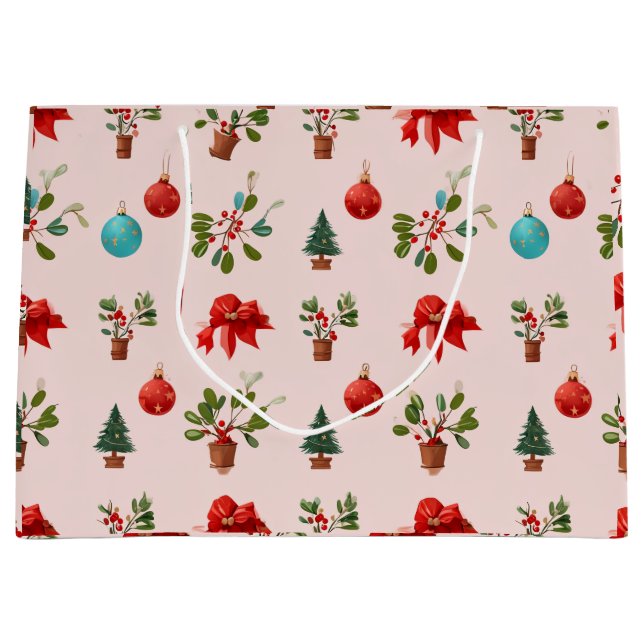Sacola Para Presentes Grande Cheio de arte da atmosfera natalícia (Frente)