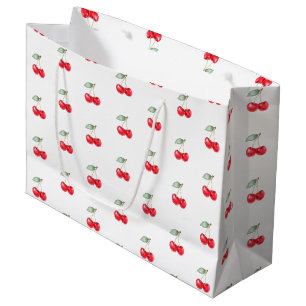 Sacola Para Presentes Grande Cherry Pattert Gift Bag Cute Red & White Party Bag