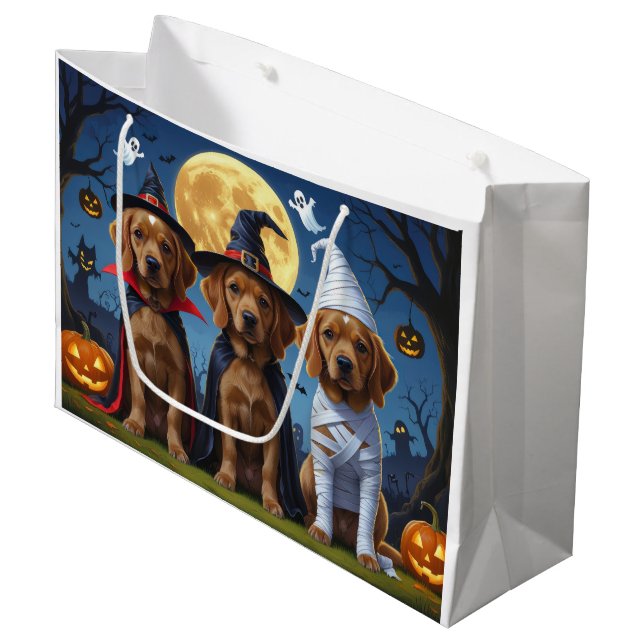 Sacola Para Presentes Grande Chesapeake Bay Terrier Pumpkin Halloween Engraçado (Frente inclinada)