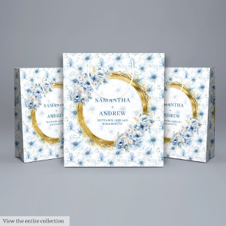 Sacola Para Presentes Grande Chic Bohemian Blue Dourado Casamento Gift Bag