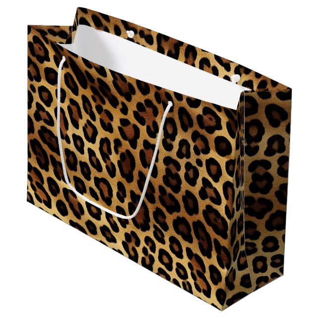 Sacola Para Presentes Grande Chic Brown Dourado Lepard (Frente inclinada)